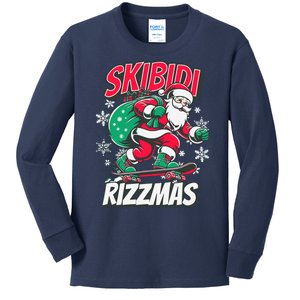 Skibidi Rizzmas Funny Santa Rizz Christmas Kids Long Sleeve Shirt