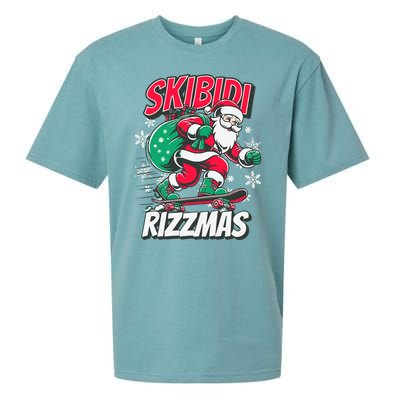 Skibidi Rizzmas Funny Santa Rizz Christmas Sueded Cloud Jersey T-Shirt