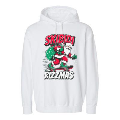 Skibidi Rizzmas Funny Santa Rizz Christmas Garment-Dyed Fleece Hoodie