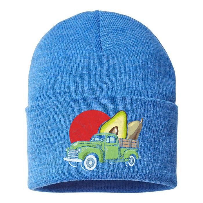 Sweet Retro Farm Truck Vintage Avocado Lover Graphic Meaningful Gift Sustainable Knit Beanie