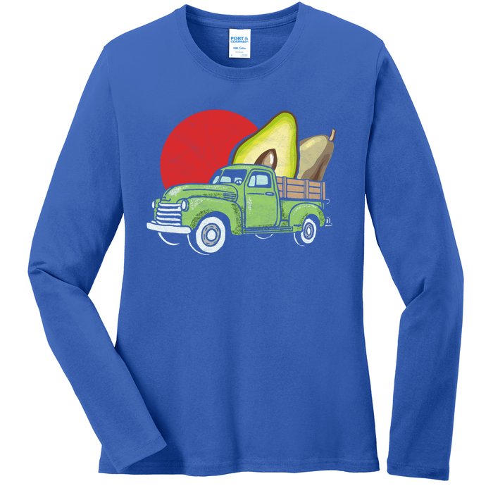 Sweet Retro Farm Truck Vintage Avocado Lover Graphic Meaningful Gift Ladies Long Sleeve Shirt