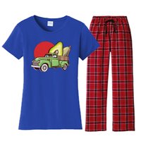 Sweet Retro Farm Truck Vintage Avocado Lover Graphic Gift Women's Flannel Pajama Set