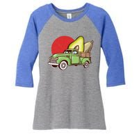 Sweet Retro Farm Truck Vintage Avocado Lover Graphic Gift Women's Tri-Blend 3/4-Sleeve Raglan Shirt