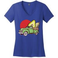 Sweet Retro Farm Truck Vintage Avocado Lover Graphic Gift Women's V-Neck T-Shirt