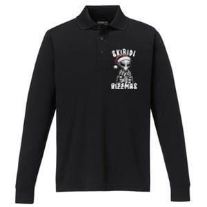 Skibid.I Rizzmas Funny Santa Alien Xmas Performance Long Sleeve Polo