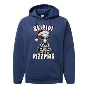 Skibid.I Rizzmas Funny Santa Alien Xmas Performance Fleece Hoodie