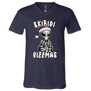 Skibid.I Rizzmas Funny Santa Alien Xmas V-Neck T-Shirt