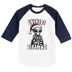 Skibid.I Rizzmas Funny Santa Alien Xmas Baseball Sleeve Shirt