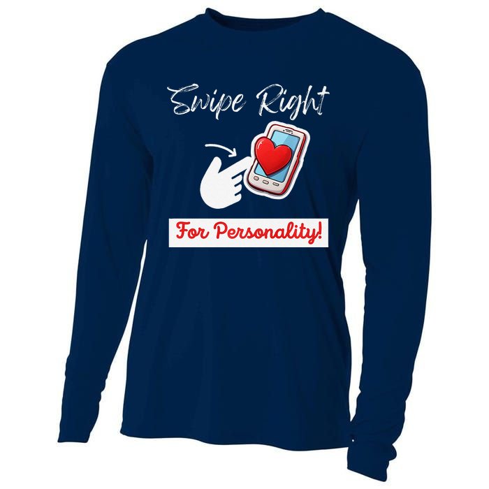 Swipe Right For Personality Humor Premium Cooling Performance Long Sleeve Crew