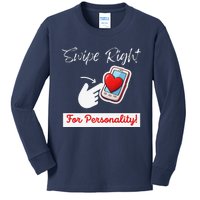 Swipe Right For Personality Humor Premium Kids Long Sleeve Shirt