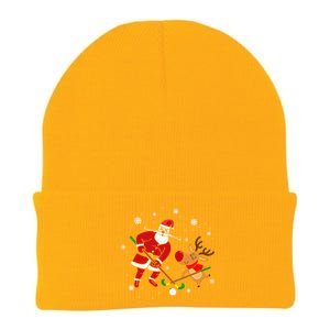 Santa Reindeer Field Hockey Lover Player Team Cute Christmas Gift Knit Cap Winter Beanie