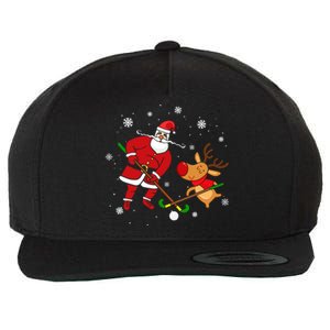 Santa Reindeer Field Hockey Lover Player Team Cute Christmas Gift Wool Snapback Cap