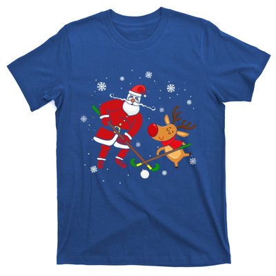 Santa Reindeer Field Hockey Lover Player Team Cute Christmas Gift T-Shirt