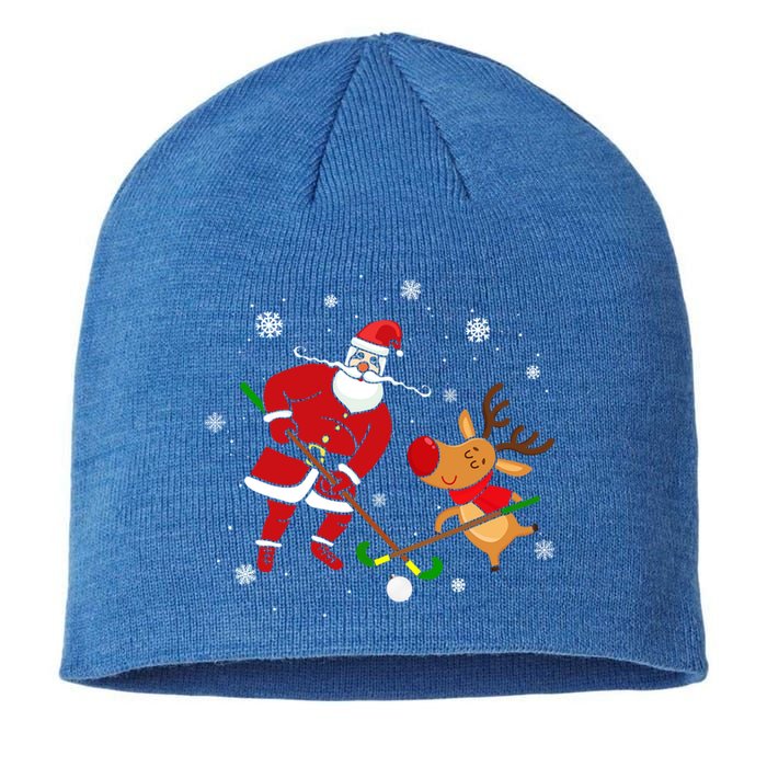 Santa Reindeer Field Hockey Lover Player Team Cute Christmas Gift Sustainable Beanie