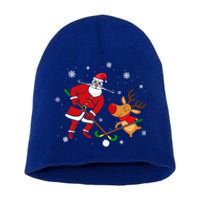 Santa Reindeer Field Hockey Lover Player Team Cute Christmas Gift Short Acrylic Beanie