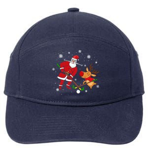 Santa Reindeer Field Hockey Lover Player Team Cute Christmas Gift 7-Panel Snapback Hat