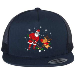 Santa Reindeer Field Hockey Lover Player Team Cute Christmas Gift Flat Bill Trucker Hat