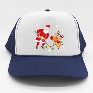 Santa Reindeer Field Hockey Lover Player Team Cute Christmas Gift Trucker Hat