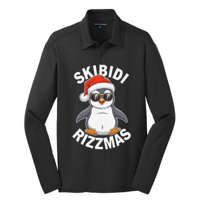 Skibid.I Rizzmas Funny Christmas Christmas Season Penguin Silk Touch Performance Long Sleeve Polo