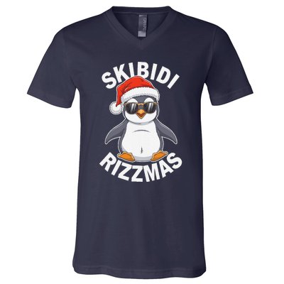 Skibid.I Rizzmas Funny Christmas Christmas Season Penguin V-Neck T-Shirt