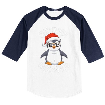 Skibid.I Rizzmas Funny Christmas Christmas Season Penguin Baseball Sleeve Shirt