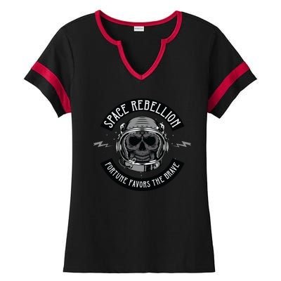 Space Rebellion Fortune Favors The Brave Ladies Halftime Notch Neck Tee