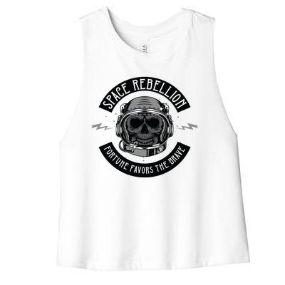 Space Rebellion Fortune Favors The Brave Women's Racerback Cropped Tank