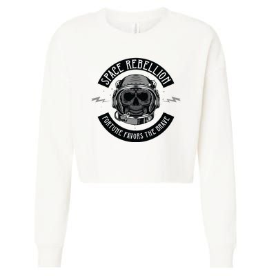 Space Rebellion Fortune Favors The Brave Cropped Pullover Crew