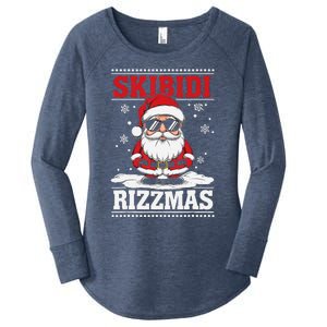 Skibid.I Rizzmas Funny Gen Alpha Slang Christmas Penguin Women's Perfect Tri Tunic Long Sleeve Shirt