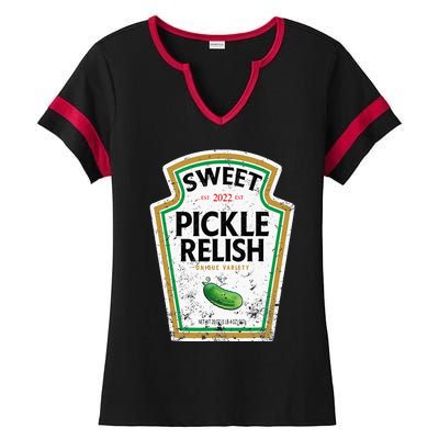 Sweet Relish Funny Halloween Condiment Green Pickle Ladies Halftime Notch Neck Tee