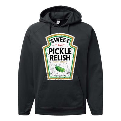 Sweet Relish Funny Halloween Condiment Green Pickle Performance Fleece Hoodie