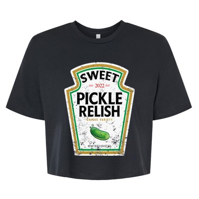 Sweet Relish Funny Halloween Condiment Green Pickle Bella+Canvas Jersey Crop Tee