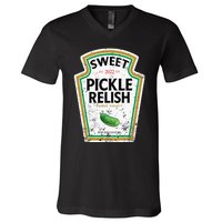 Sweet Relish Funny Halloween Condiment Green Pickle V-Neck T-Shirt