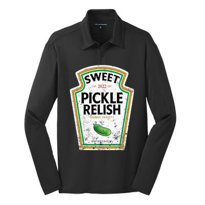 Sweet Relish Funny Halloween Condiment Green Pickle Silk Touch Performance Long Sleeve Polo