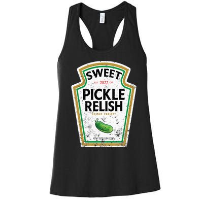 Sweet Relish Funny Halloween Condiment Green Pickle Women's Racerback Tank