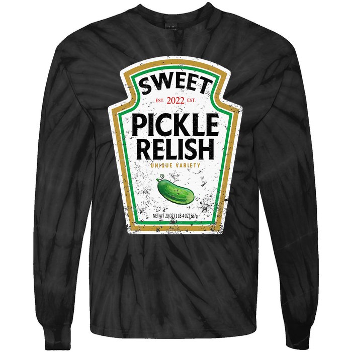 Sweet Relish Funny Halloween Condiment Green Pickle Tie-Dye Long Sleeve Shirt