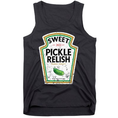 Sweet Relish Funny Halloween Condiment Green Pickle Tank Top