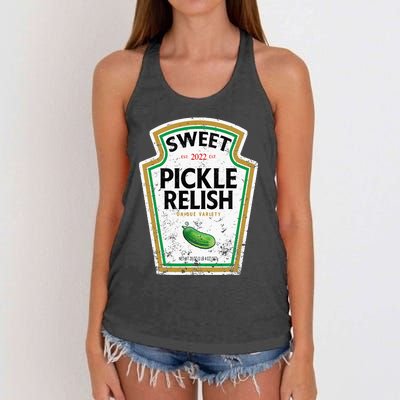 Sweet Relish Funny Halloween Condiment Green Pickle Women's Knotted Racerback Tank