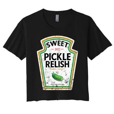 Sweet Relish Funny Halloween Condiment Green Pickle Women's Crop Top Tee