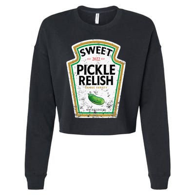 Sweet Relish Funny Halloween Condiment Green Pickle Cropped Pullover Crew