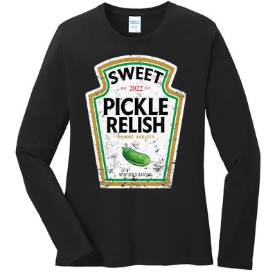 Sweet Relish Funny Halloween Condiment Green Pickle Ladies Long Sleeve Shirt