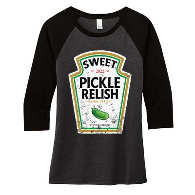 Sweet Relish Funny Halloween Condiment Green Pickle Women's Tri-Blend 3/4-Sleeve Raglan Shirt