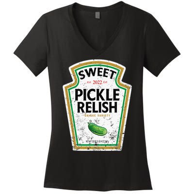 Sweet Relish Funny Halloween Condiment Green Pickle Women's V-Neck T-Shirt