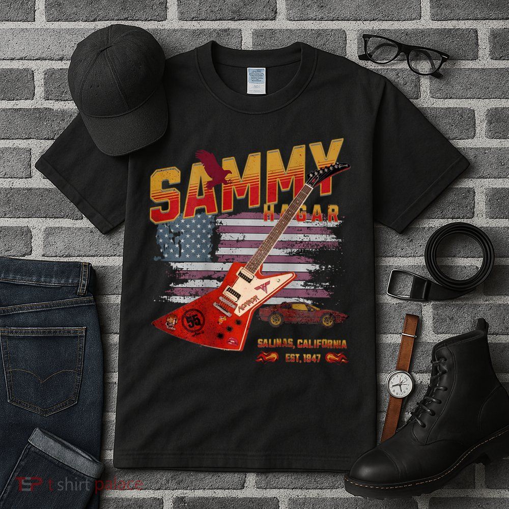 Sammy Red Guitar Rock Front Back Both Worlds Vh Concert Tall T-Shirt