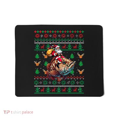 Santa Riding Grouper Christmas Sweater Fishing Fisherman Mousepad