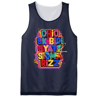 Skibid.I Rizz Gyatt Ohio Sigma Funny Rizzler Gift Toilet Meme Mesh Reversible Basketball Jersey Tank