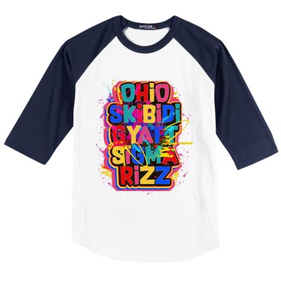 Skibid.I Rizz Gyatt Ohio Sigma Funny Rizzler Gift Toilet Meme Baseball Sleeve Shirt