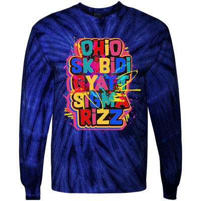 Skibid.I Rizz Gyatt Ohio Sigma Funny Rizzler Gift Toilet Meme Tie-Dye Long Sleeve Shirt