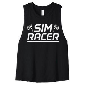 Sim Racer Gaming Simulation Race Car Sim Racing Women's Racerback Cropped Tank