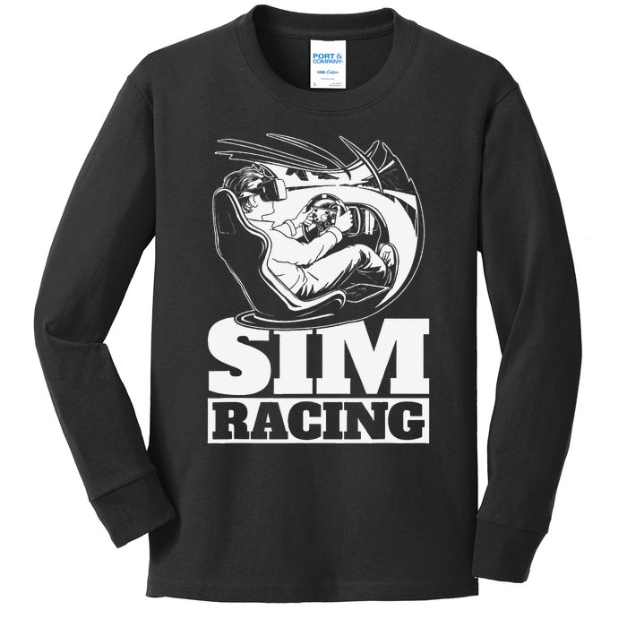 Sim Racer Gaming Simulation Race Car Sim Racing Kids Long Sleeve Shirt